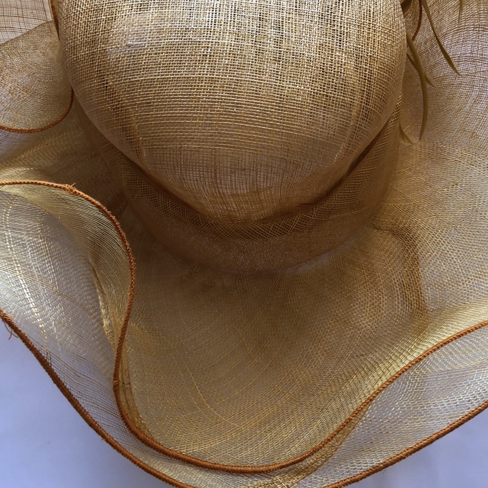 Something Special Sinamay gold Straw Wide Brimmed Fancy Summer Hat Large flower - Picture 12 of 12